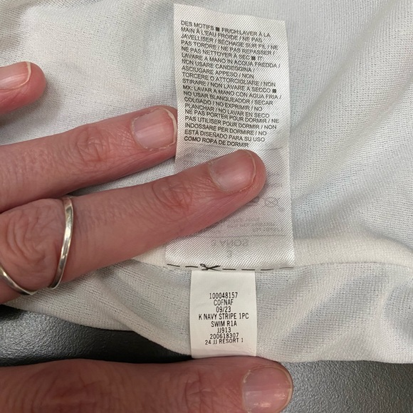 Janie and Jack Navy and White Sailor One Piece Swimsuit With Bow Halter - Picture 9 of 10